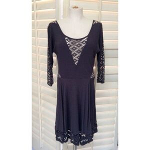 Free People Peak a Boo Dress - Brown with Crochet